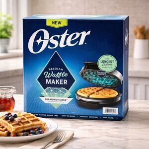 Oster DiamondForce Belgian Waffle Maker with Removable Nonstick Plates Open Box